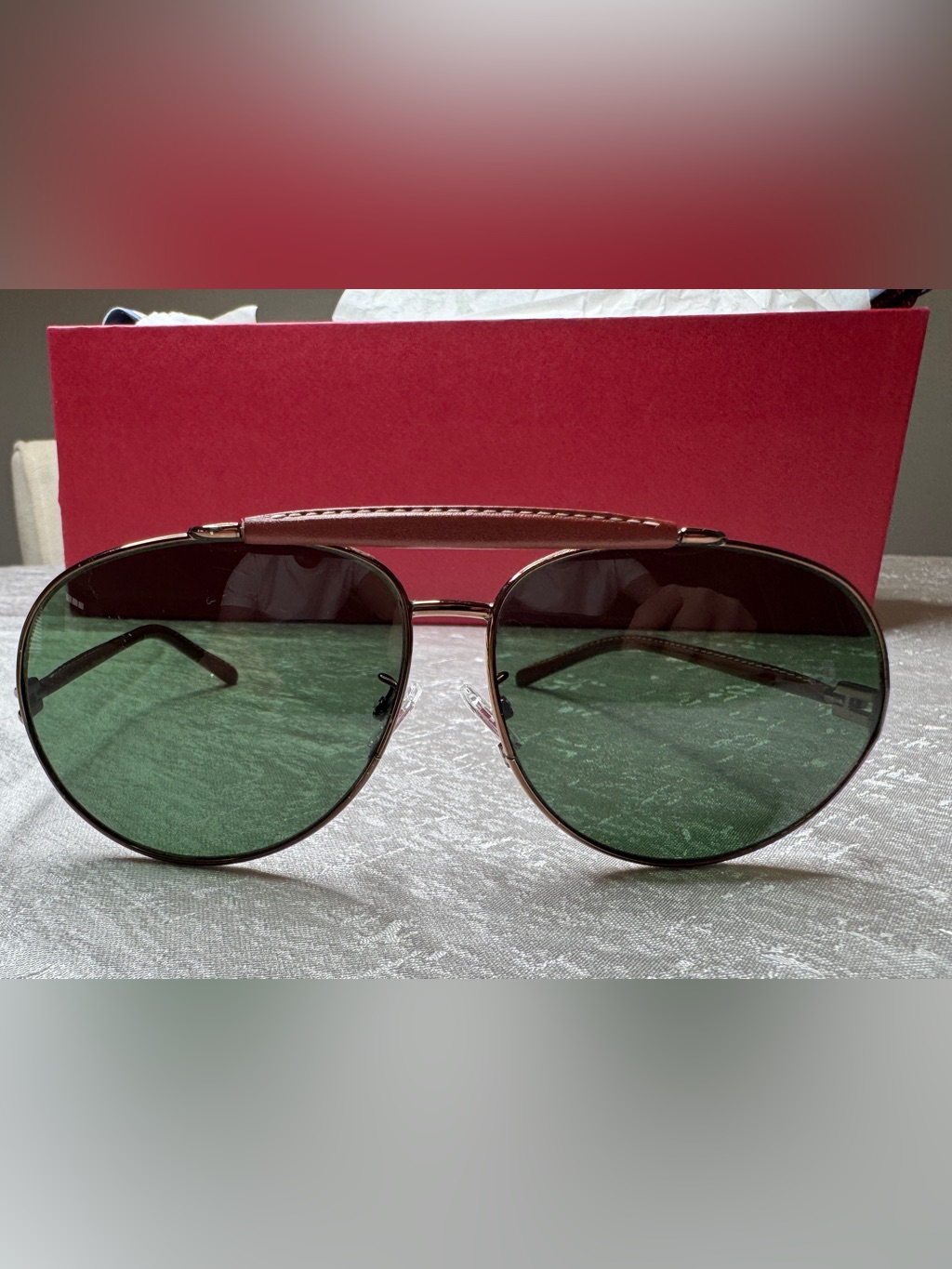 Ermenegildo Zegna Vintage Leather Aviator Sunglasses, Oversized, Made In Italy